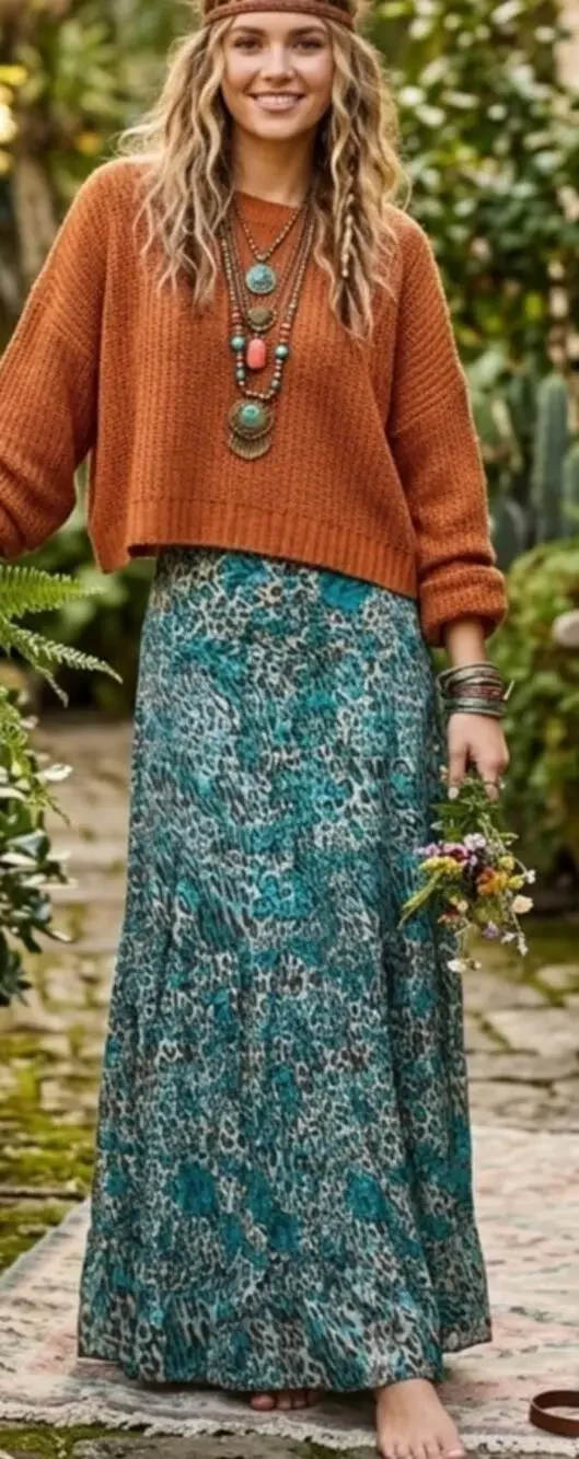Vintage Animal Print Tiered Maxi Skirt